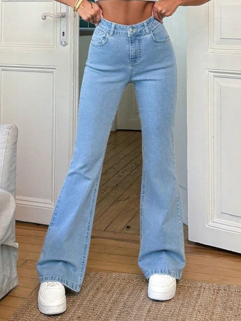 Aadvi Fashion Women Smart Flared Fit High-Rise Clean Look Stretchable Jeans