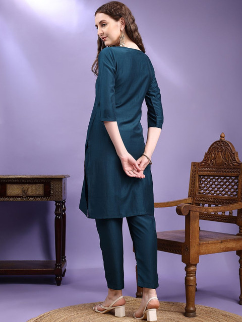 KALINI Women Teal Kurta Sets - Image 5