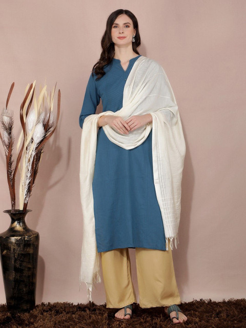 A R SILK DUPATTA HUB Striped Cotton Dupatta With Sequinned