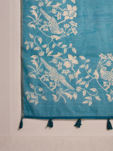 Sangria Ethnic Motifs Printed Saree with Unstitched Blouse - Image 6