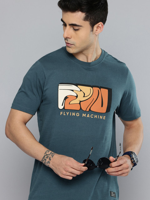 Flying Machine Brand Logo Printed Pure Cotton T-shirt