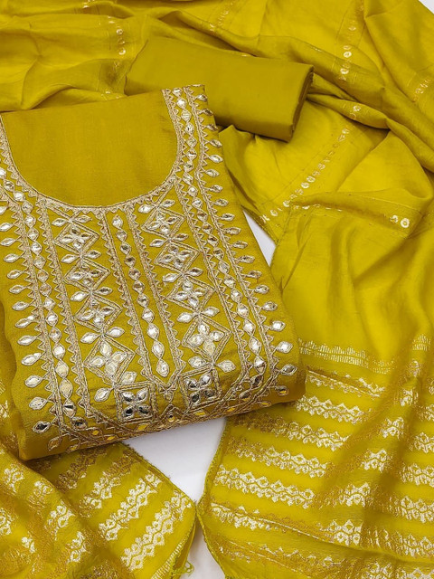 Maroon Barbari Silk Embroidery Work Unstitched Dress Material