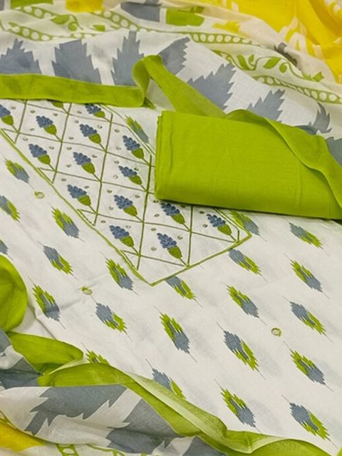 SALWAR STUDIO Embroidered Pure Cotton Unstitched Dress Material