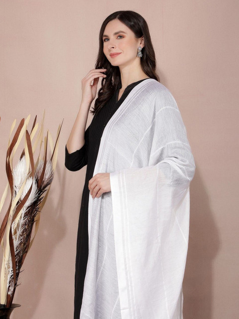 A R SILK DUPATTA HUB Striped Cotton Dupatta With Sequinned - Image 2