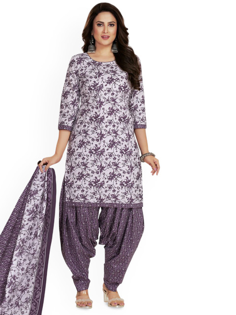 MIRAAN Floral Printed Pure Cotton Unstitched Dress Material