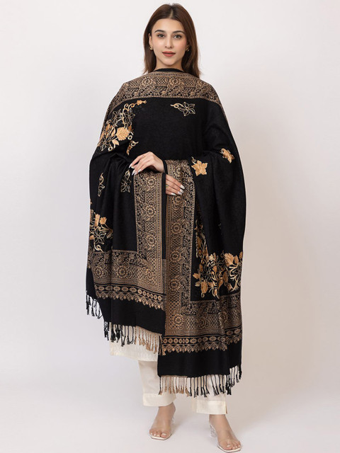 VASABA Floral Embroidered Shawl