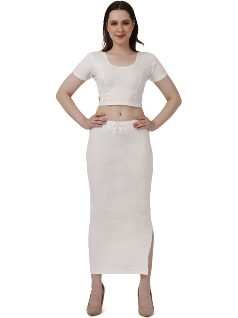 FEMULA Women Off White Regular Fit Cotton Elastane Shapewear Saree