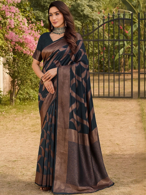 Moda Rapido Green Silk Cotton Woven Design Sarees