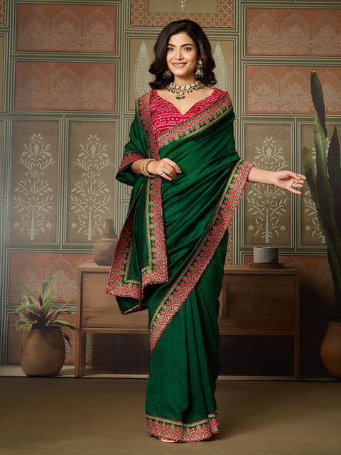 Mitera Woven Design Border Saree With Blouse Piece - Image 4