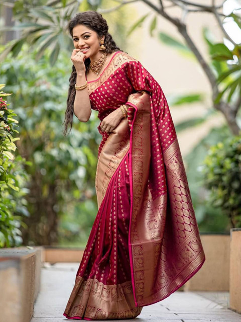 Shriyangan Ethnic Motifs Woven Design Zari Art Silk Kanjeevaram Saree