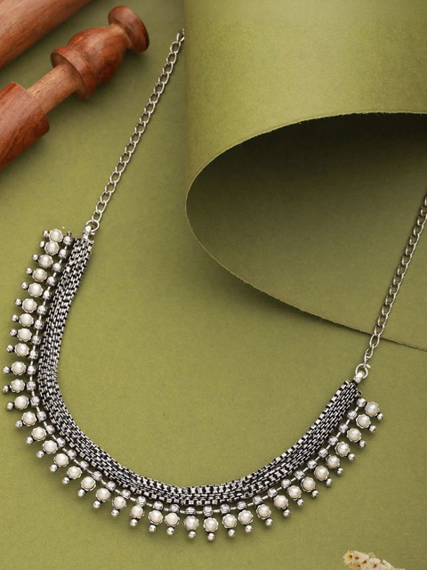 Anouk Silver-Plated Artificial Stones and Beads German Silver Necklace