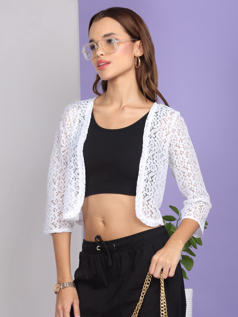 Dressitude Self Designed Cotton Open Front Shrug