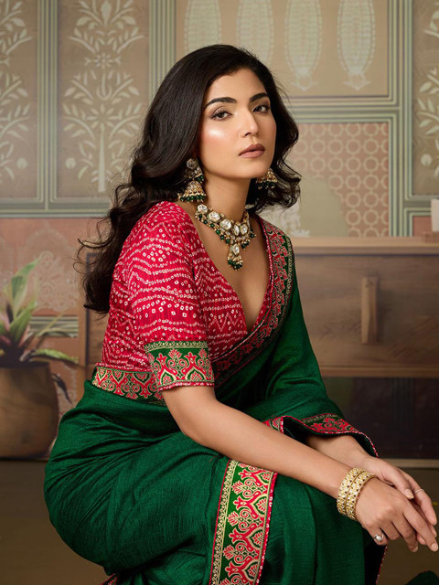 Mitera Woven Design Border Saree With Blouse Piece - Image 5