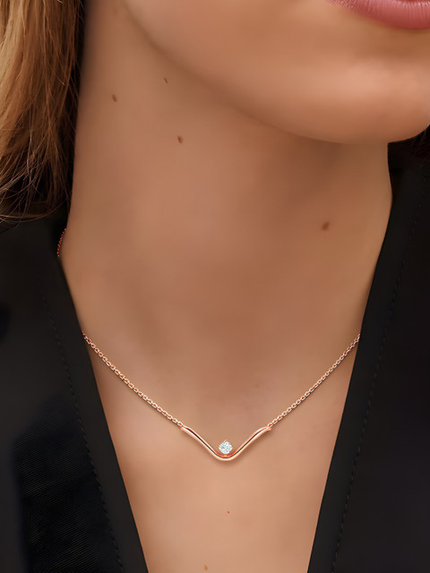MINUTIAE Rose Gold-Plated Artificial Stones Studded Necklace