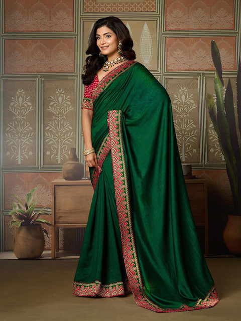 Mitera Woven Design Border Saree With Blouse Piece - Image 2