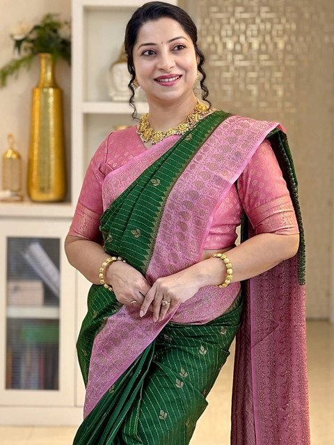 CaniBani Women Green Sarees