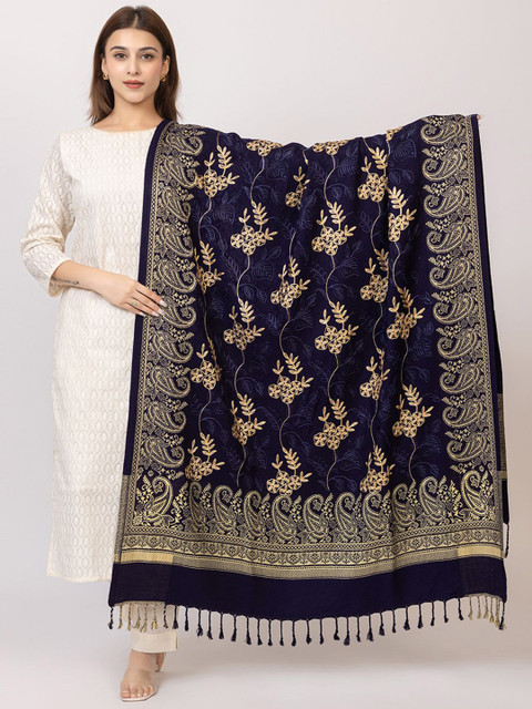 VASABA Floral Embroidered Shawl