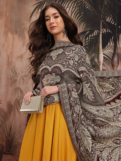 Sangria Paisley Woven Design Shawl