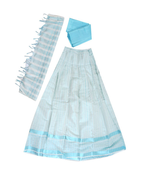 SKV ETHNIVERSE Blue Semi-Stitched Lehenga & Unstitched Blouse With Dupatta