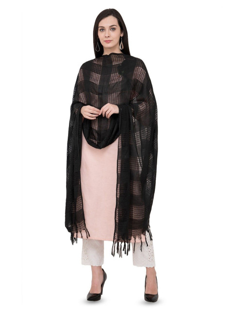 A R SILK DUPATTA HUB Checked Cotton Dupatta - Image 5