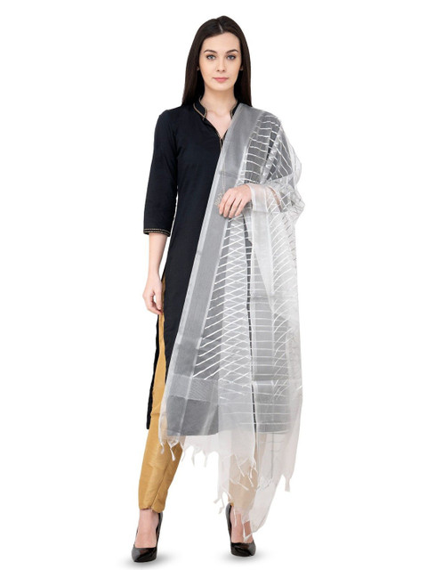 A R SILK DUPATTA HUB Checked Organza Dupatta