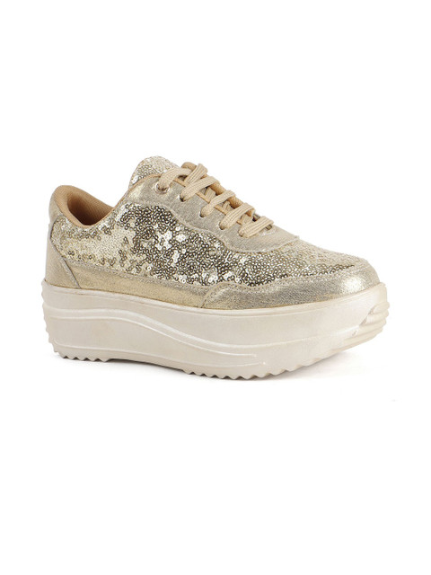 VENDOZ Women Glittery Lightweight Party Sneakers With Western - Embellished