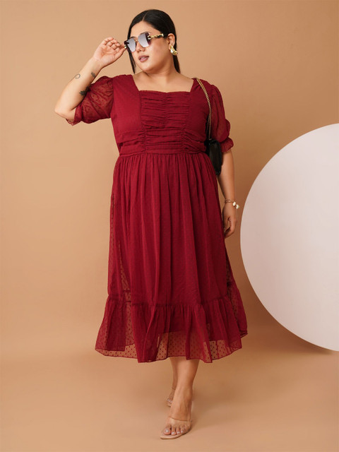 U&F Beyond Women Plus Size Square Neck Fit & Flare Maxi Dress