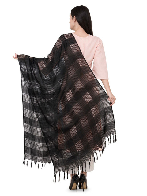 A R SILK DUPATTA HUB Checked Cotton Dupatta - Image 4
