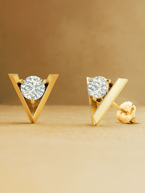 MINUTIAE Gold-Plated Artificial Stones Studded Triangular Shaped Studs