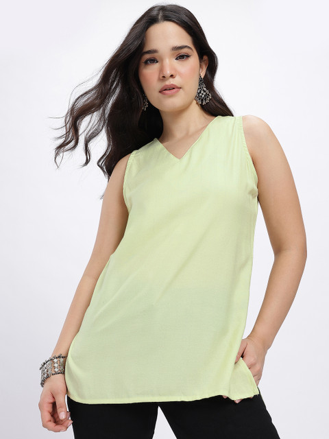 Anouk Rustic V-Neck Self-Striped Kurti