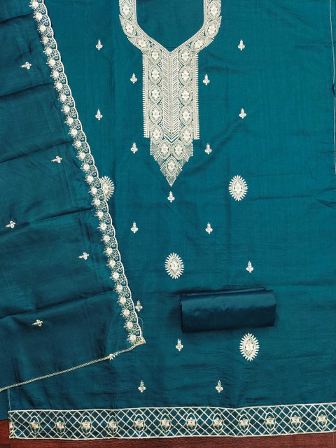 KALINI Women Cotton Blend Embroidered Dress Material