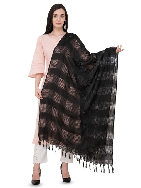 A R SILK DUPATTA HUB Checked Cotton Dupatta