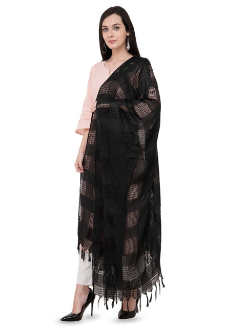 A R SILK DUPATTA HUB Checked Cotton Dupatta - Image 3