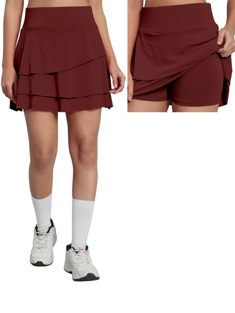 Mehrang High Waist Flared Skater Short 3 Layer Skort