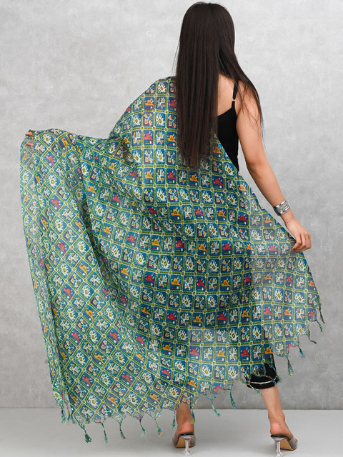 RajeRaj Green Ethnic Motifs Printed Dupatta