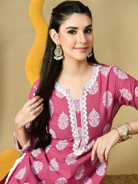 PHYSIL Women Ethnic Motifs Printed Daily Cotton Straight Kurta