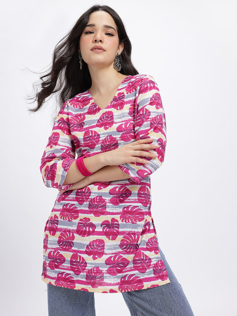 Anouk Rustic Tropical Printed V-Neck Printed Kurti