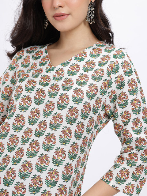 Anouk Rustic Floral Printed V-Neck Regular Kurti - Image 3