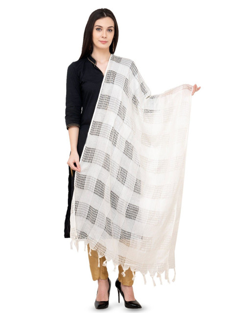 A R SILK DUPATTA HUB Checked Cotton Dupatta