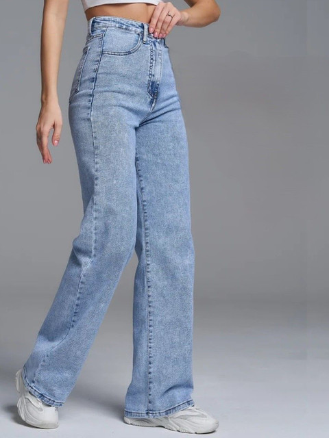 Aadvi Fashion Women Smart Wide Leg High-Rise Stretchable Jeans