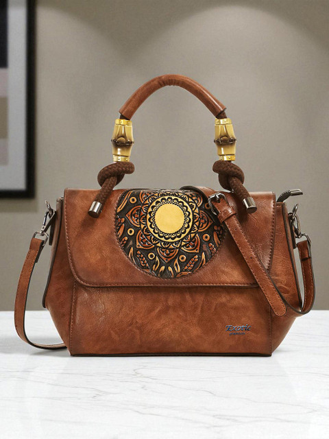 Exotic Women Embellished Structured Leather Satchel Bag