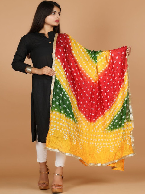RajeRaj Women Silk Printed Bandhani Dupatta