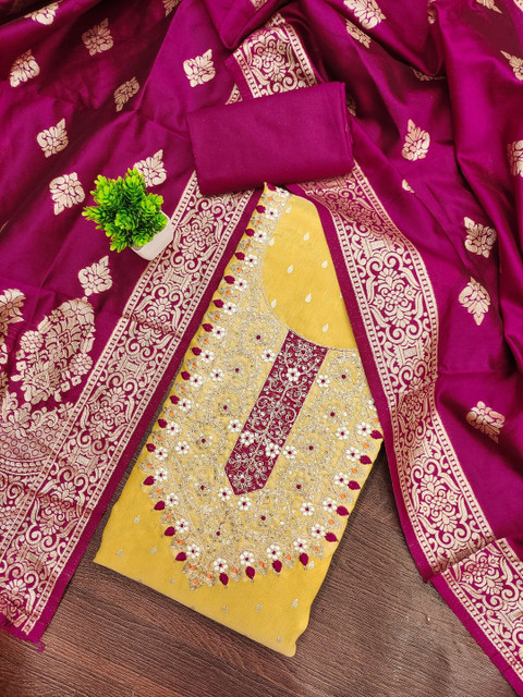 KALINI Women Silk Blend Unstitched Dress Material