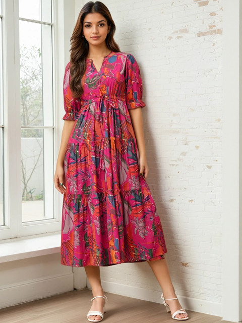 Moda Rapido Women Polyester Solid Fit and Flare Dresses