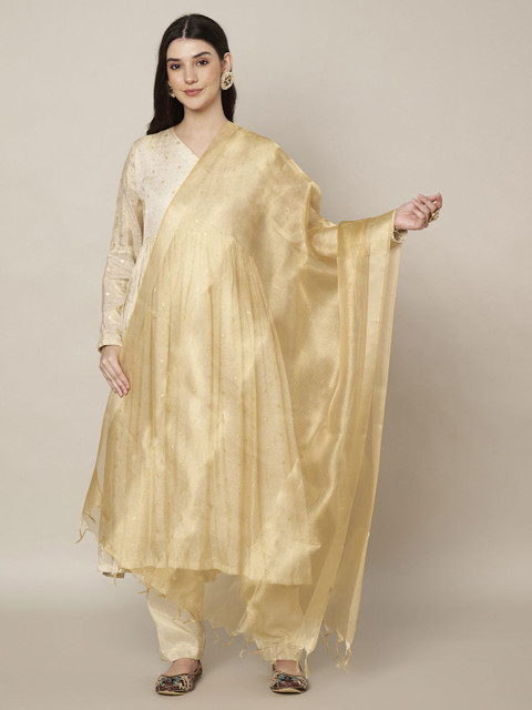 MUFFLY Striped Cotton Silk Dupatta