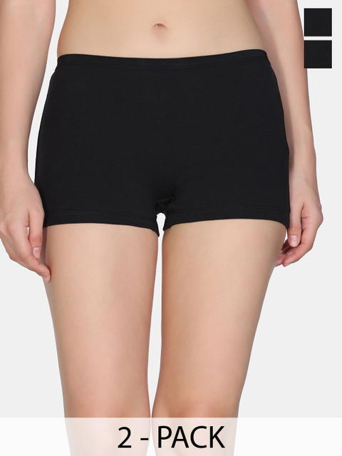 Zivame Women Pack Of 2 Mid-Rise Boy Shorts Briefs ZI28DV-B Bea B Bea