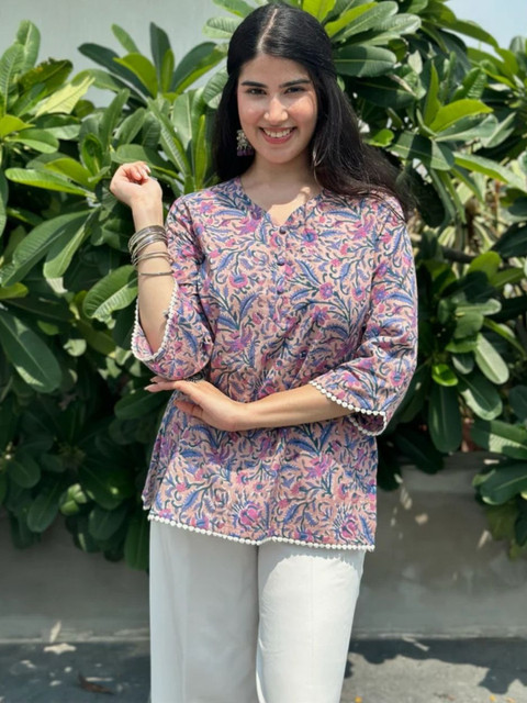 KALINI Women Purple Cotton Kurtas