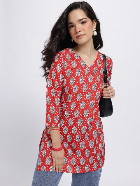Anouk Rustic Ethnic Motifs Printed V-Neck Straight Kurti
