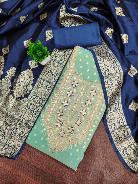 Panzora Ethnic Motifs Embroidered Beads & Stones Unstitched Dress Material