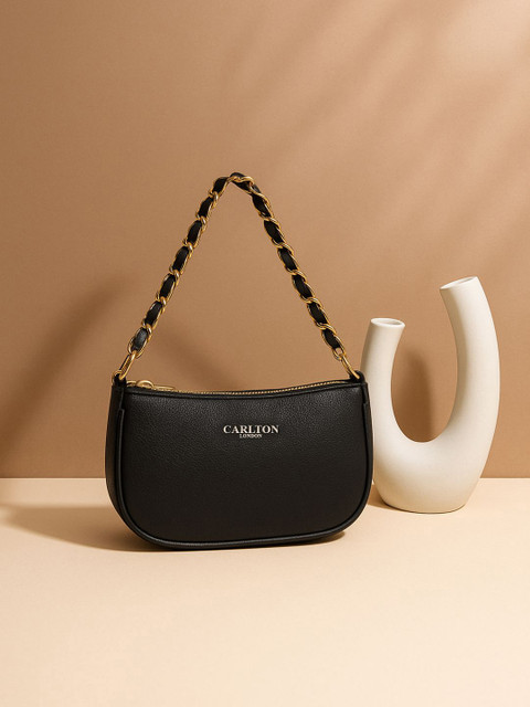 Carlton London Women Textured Half Moon Tasselled Sling Bag